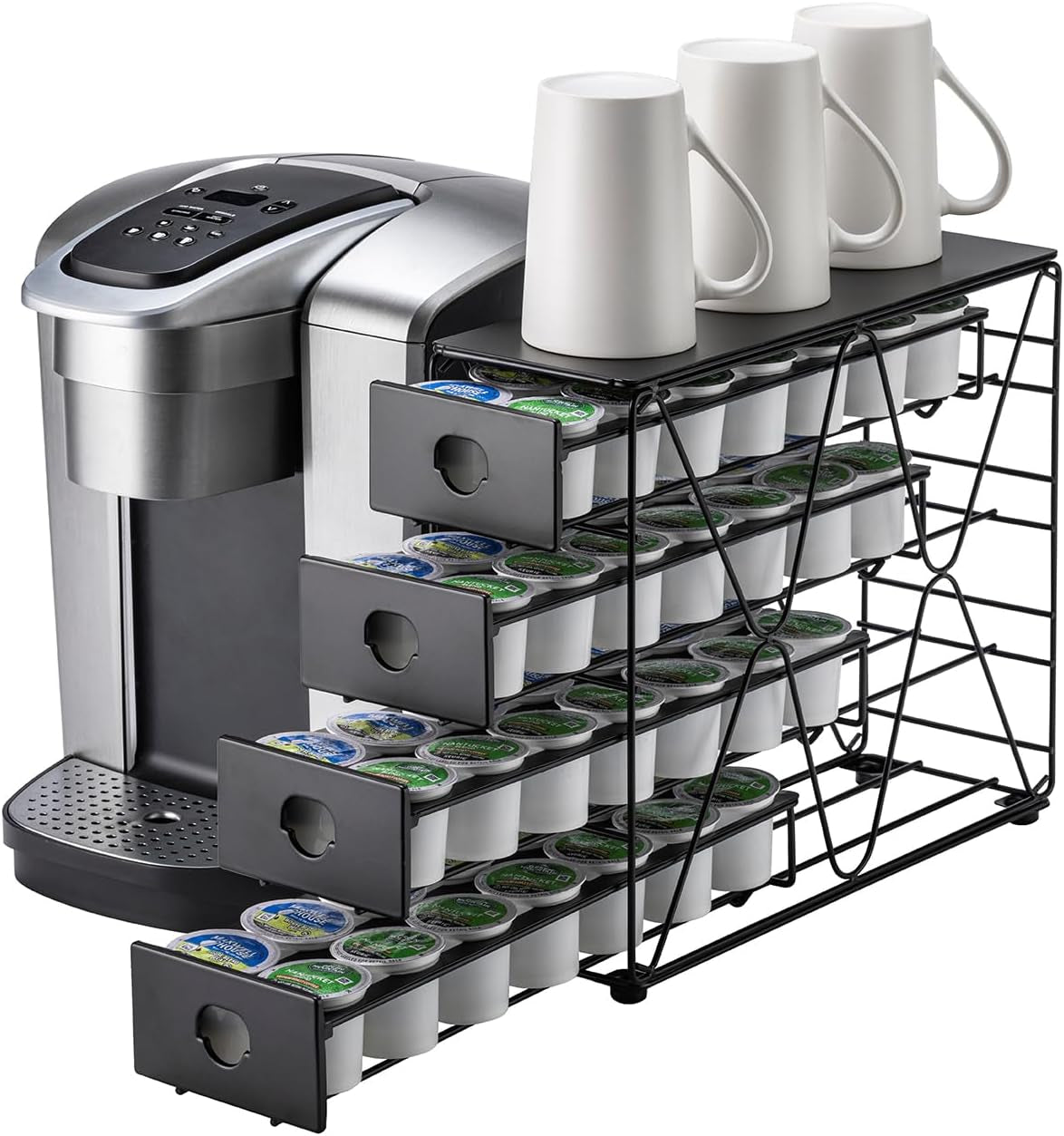 K Cup Holder 3 Tier Coffee Pod Holder for K Cup Organizer save Space Countertop Kitchen (42 Pods Capacity)
