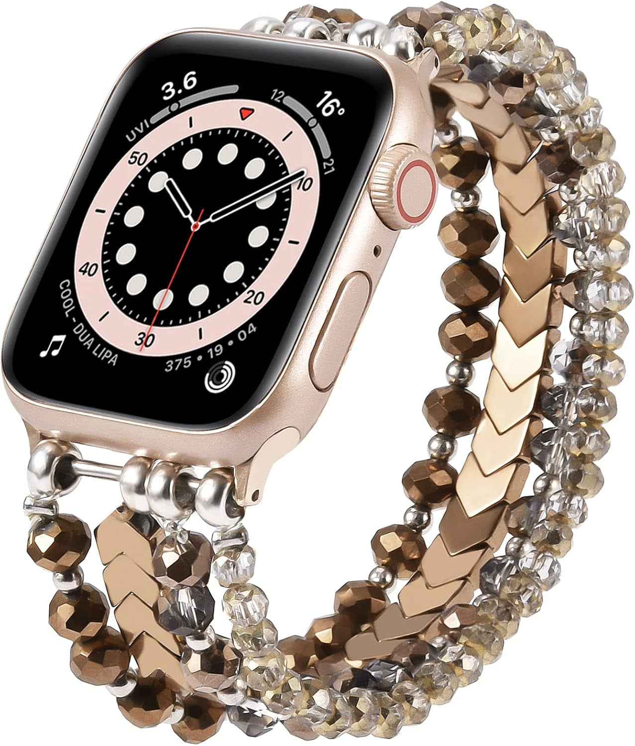Beaded Bracelet Compatible with Apple Watch Band 38Mm/40Mm/41Mm/42Mm（Series 10） 9/8/7/SE/6/5/4/3/2/1 Women Fashion Handmade Elastic Stretch Strap for Iwatch Bands Replacement