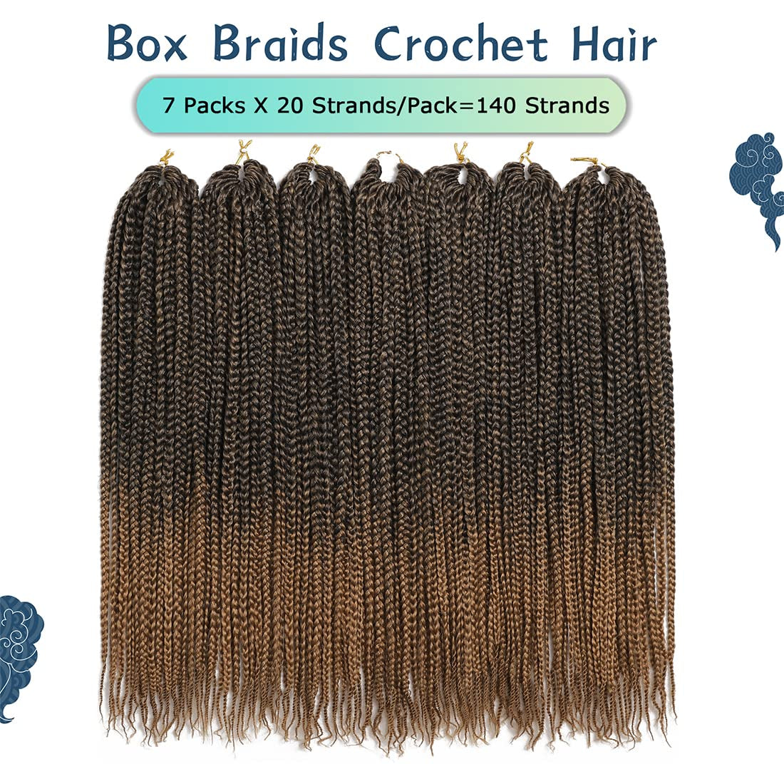 Crochet Box Braids Hair Pre Looped Goddess Box Braids Crochet Braiding Hair 7 Packs Crochet Box Braids 3X Box Braids Crochet Hair (14 Inch, T27)
