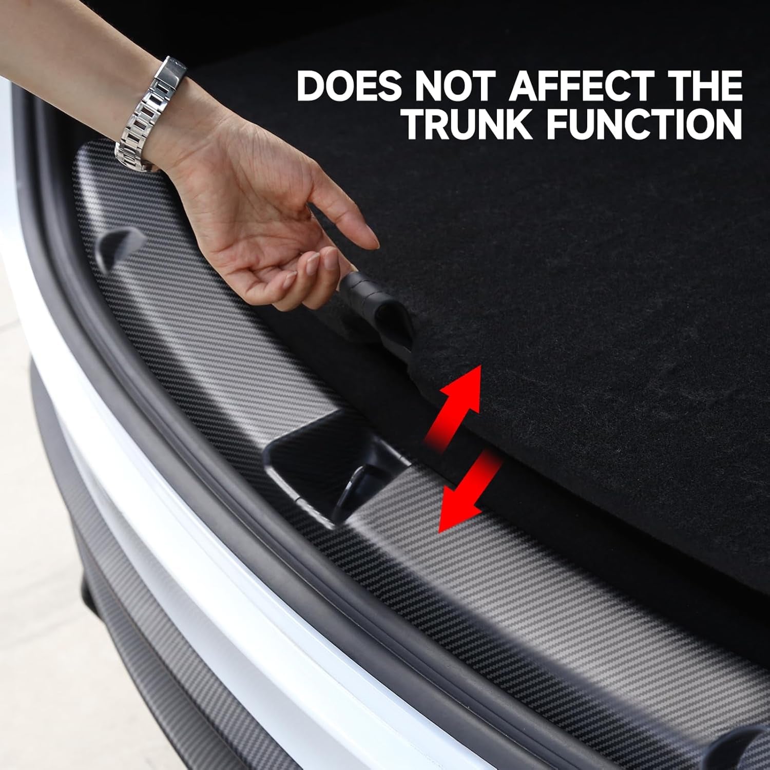 Rear Bumper Guard for Tesla Model Y Accessories 2025 2024 2023 2022 2021, ABS Trunk Door Sill Protector, 3D Carbon Fiber