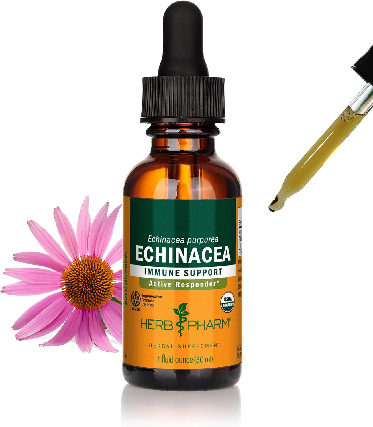 Organic Echinacea Root Extract, Alcohol-Free: Immune System Support for All Seasons, Fast-Acting Echinacea Plant Supplement, Non-Gmo, Vegan & Gluten-Free, 1 Oz TLBH
