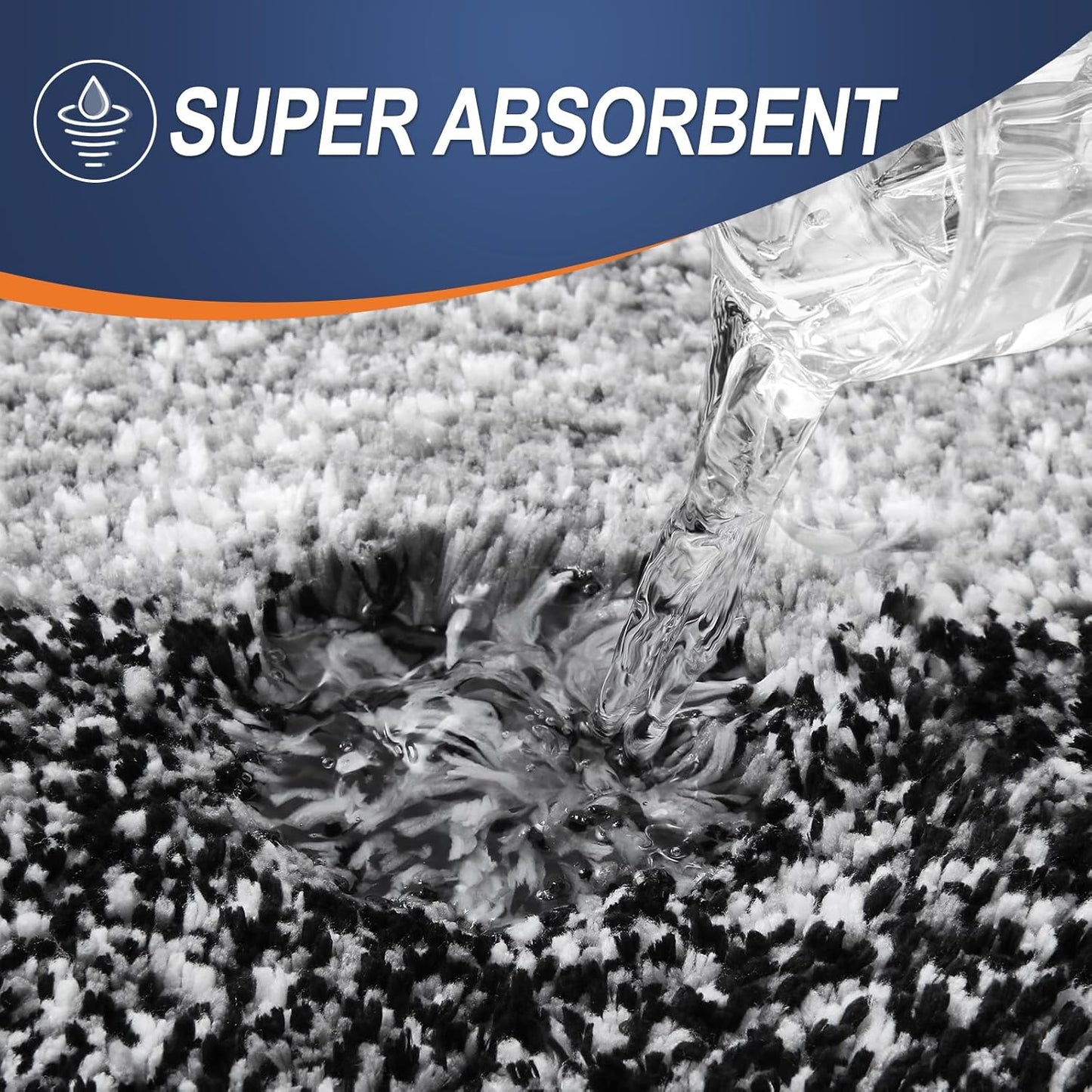 Bathroom Rugs Sets 3 Piece, Soft Absorbent Microfiber Bath Rugs and U-Shaped Contour Toilet Rug Area Rug Set, Non-Slip Bath Carpet, Home Decor Accessories, Bath Mat Set for Bathroom, Black