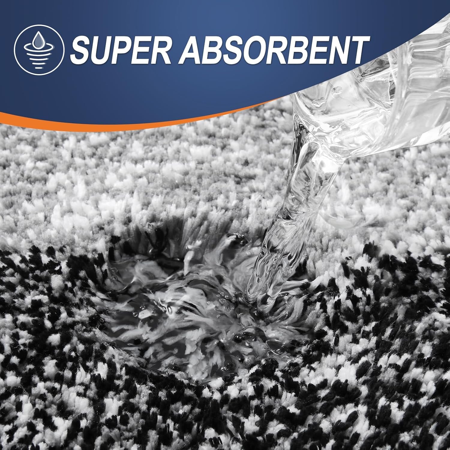 Bathroom Rugs Sets 3 Piece, Soft Absorbent Microfiber Bath Rugs and U-Shaped Contour Toilet Rug Area Rug Set, Non-Slip Bath Carpet, Home Decor Accessories, Bath Mat Set for Bathroom, Black