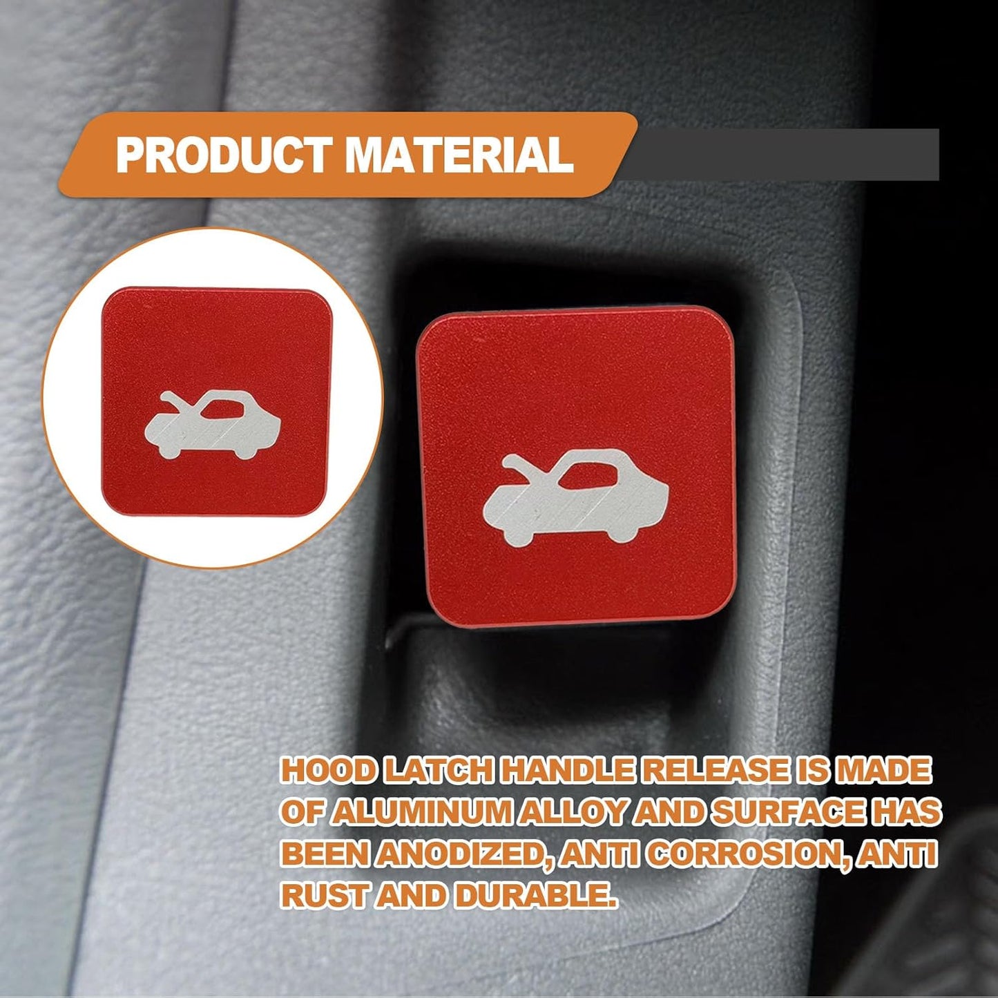 Hood Latch Release Handle Cable Aluminum Alloy Repair Kit, Compatible with Honda Civic 1996-2011, Honda CR-V 1997-2006, Honda Element 2003-2011, Red