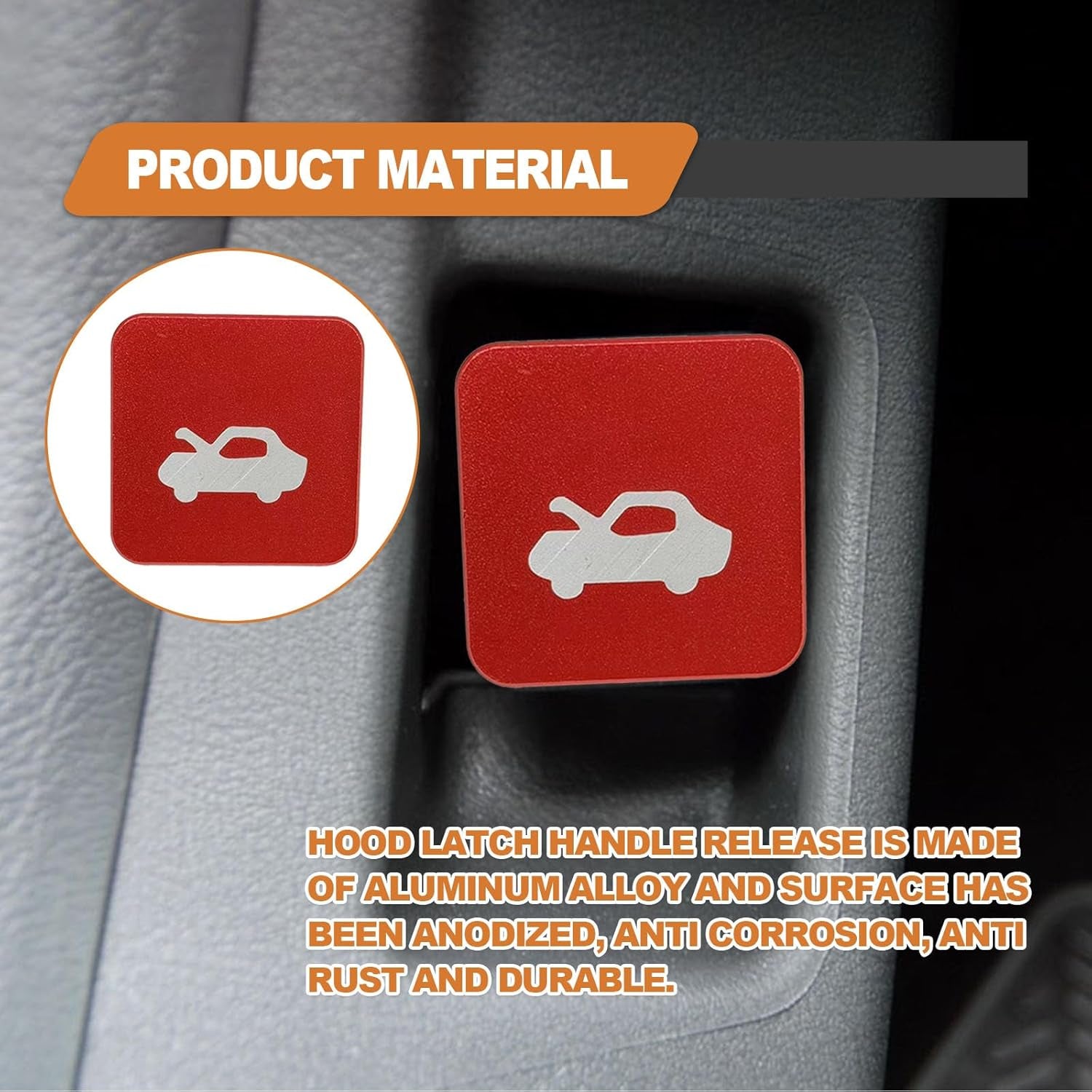 Hood Latch Release Handle Cable Aluminum Alloy Repair Kit, Compatible with Honda Civic 1996-2011, Honda CR-V 1997-2006, Honda Element 2003-2011, Red