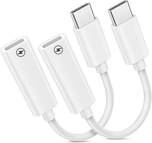 USB C to Lightning Charge Cable Adapter for Apple Iphone 16 plus 16E 15 Pro Max Ipad Air Type C Male to Female PD Fast Charging Data Transfer Lightning to Charger Connector Cord Accessories 2 Pack