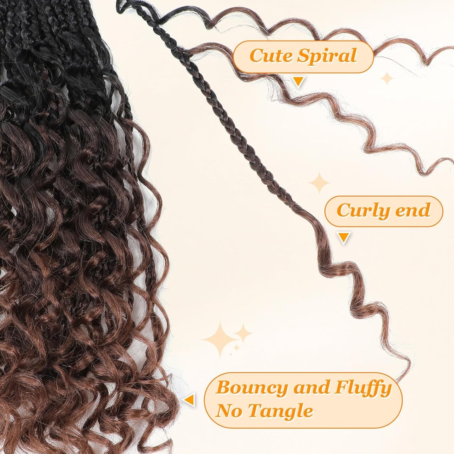 Goddess Box Braids Crochet Hair 10 Inch Boho Crochet Box Braids with Curly Ends, 9 Packs Bohomian Box Braids Crochet Hair for Black Women Pre Looped Box Braids Crochet Hair (10Inch,1B/4/30)