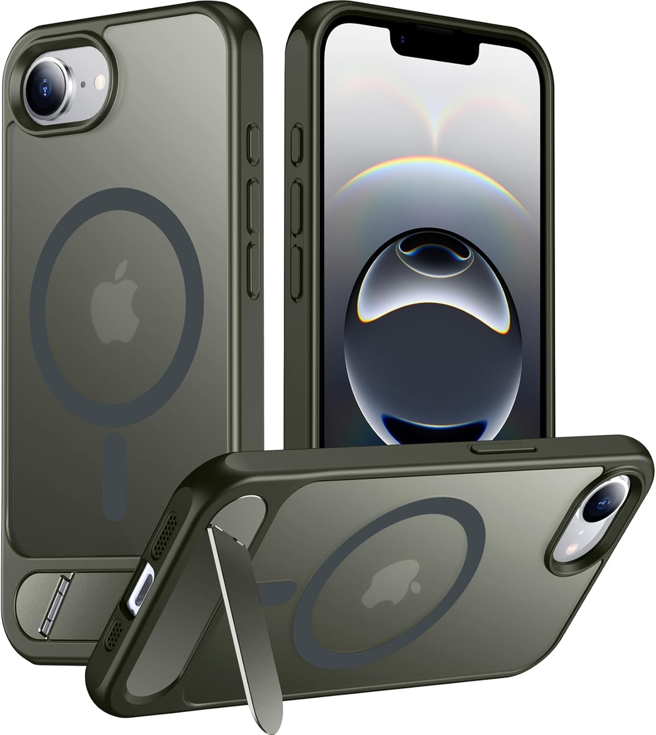 Magnetic Compatible with Iphone 16E Case, [Built-In Invisible Kickstand][Compatible with Magsafe][Military Grade Shockproof] Slim Translucent Matte Case for Iphone 16E 6.1" 2025 TRUCK DRIVER