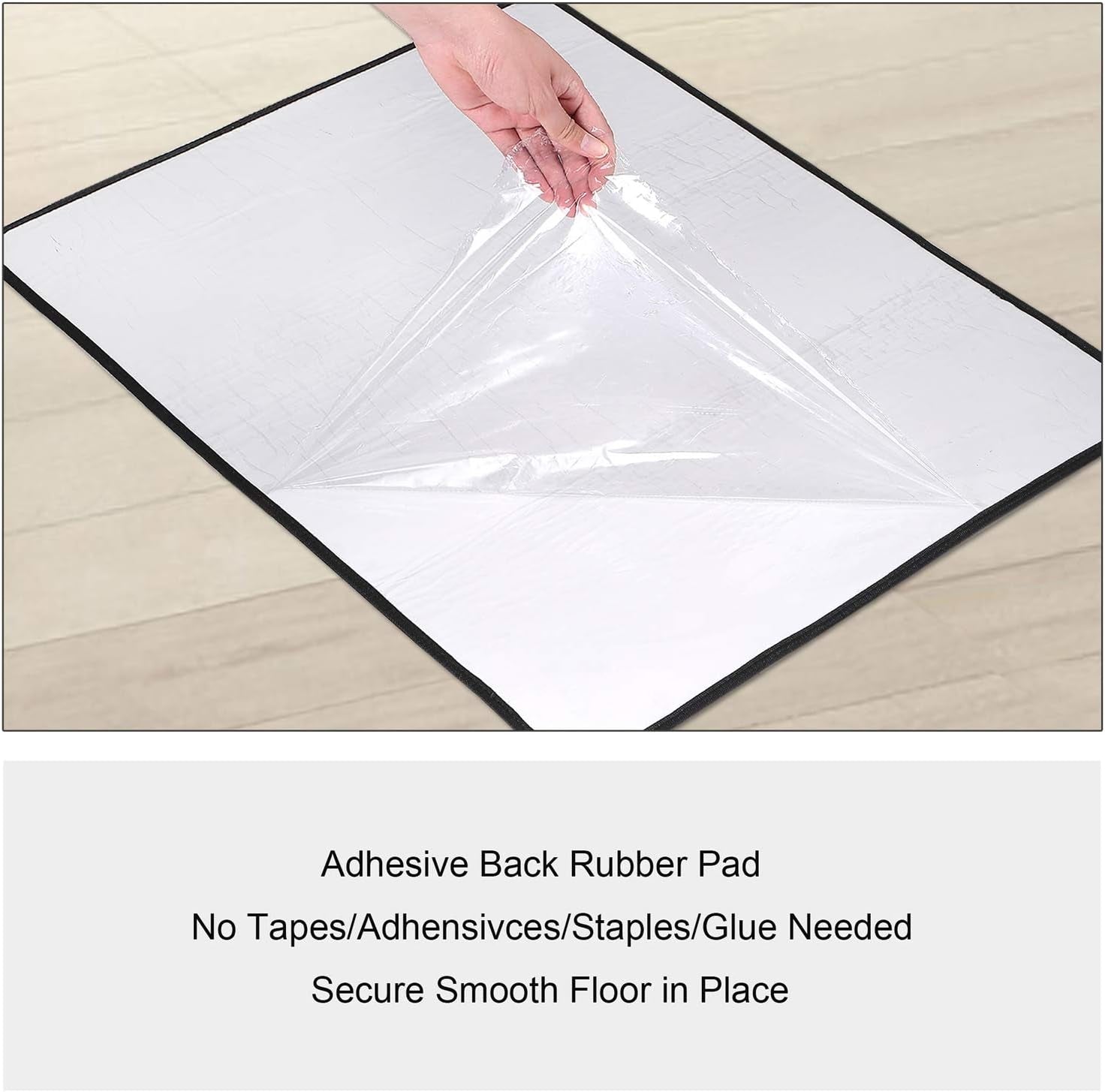 Carpet Stair Tread Landing Mat Tape Free Self Adhesive Non Slip Skid Resistant Indoor Doormat Area Rug Floor Mat for Kitchen Bathroom Workstations Washable 2' X 3' (Black)