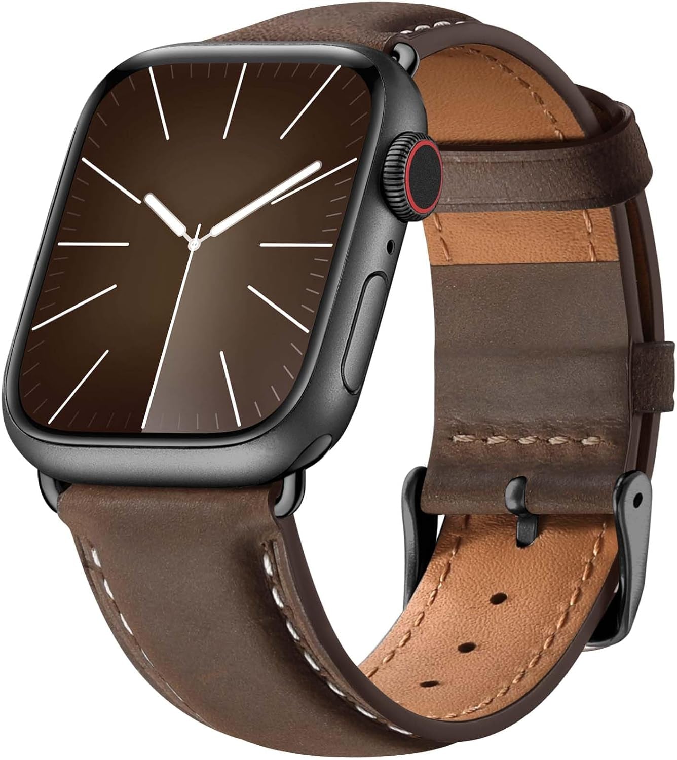 Leather Bands Compatible with Apple Watch Bands 49Mm 46Mm 45Mm 44Mm 42Mm 40Mm for Men Women, Vintage Genuine Leather Wristband Replacement Bands for Iwatch Series 10 9 8 7 6 5 4 3 2 1 SE Ultra2