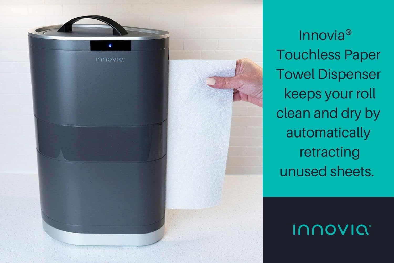 Automatic Paper Towel Dispenser. Touchless Technology. Works with Most Paper Towel Brands and Sizes. Dispenses the Number of Sheets You Need. Black, Countertop