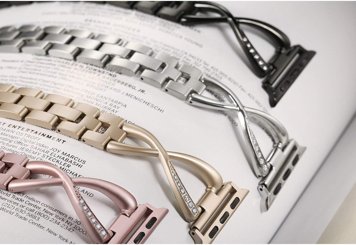 Bands Compatible with Apple Watch Band 38Mm 40Mm 41Mm 42Mm 44Mm 45Mm Iwatch SE Series 9/8/7/6/5/4/3/2/1 Women Dressy Jewelry Stainless Steel Accessories Wristband Strap