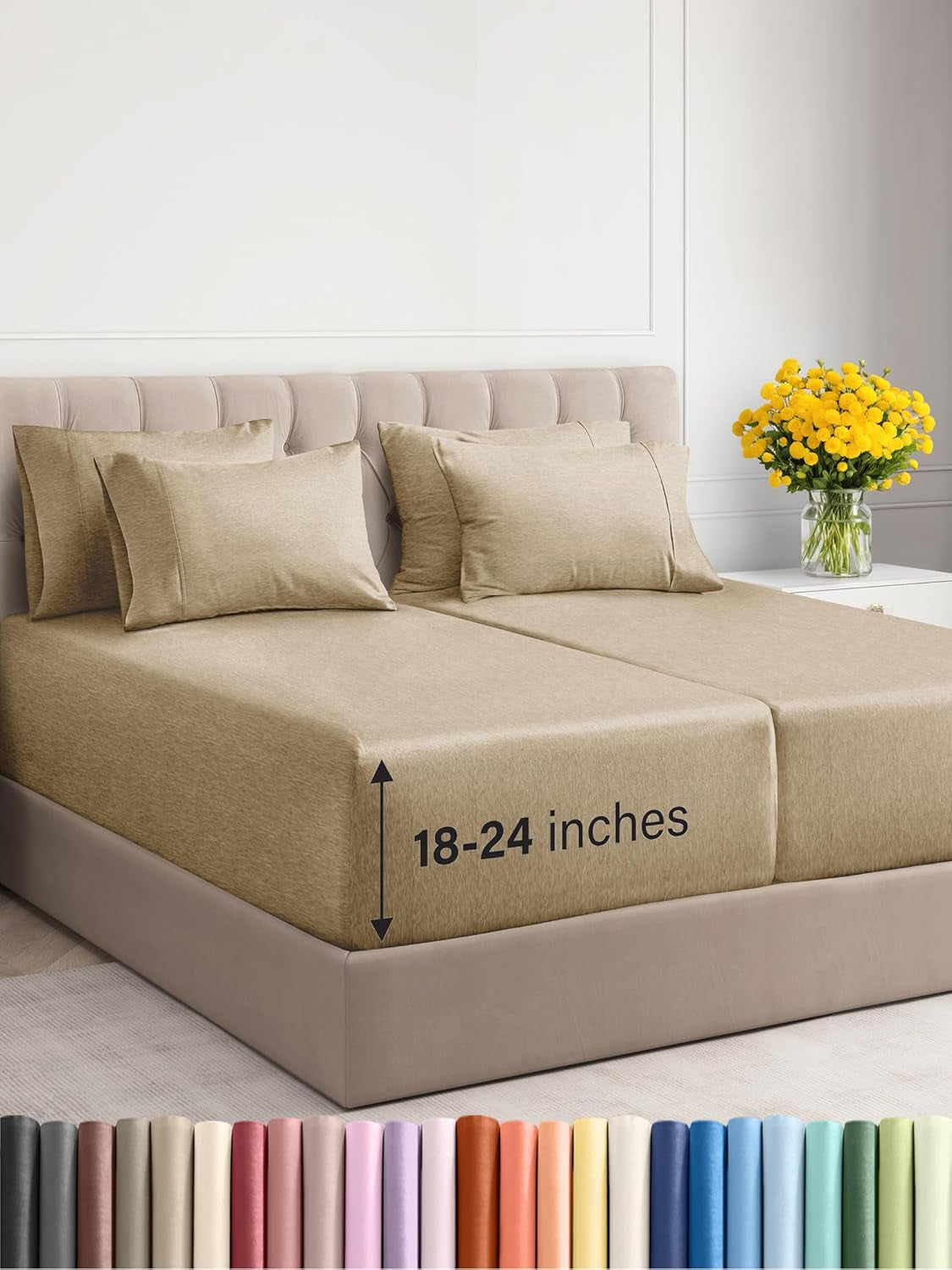 Extra Deep King Sheet Set - 6 Piece Breathable & Cooling Sheets - Hotel Luxury Bedding Set 18-24 Inch Extra Deep Pockets - Easy & Secure Fit - Super Soft, Wrinkle Free & Comfy - Navy Blue, King Size