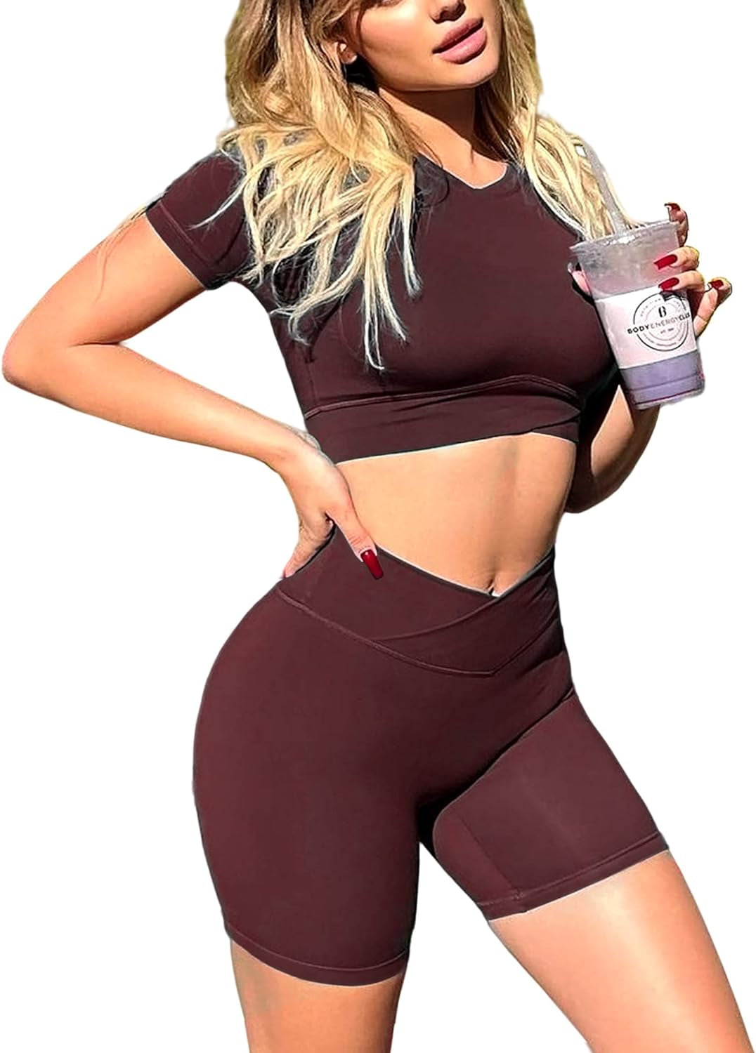 Snatched Waist Crossover Sets Naked Feeling Workout Gym Outfit Loungewear