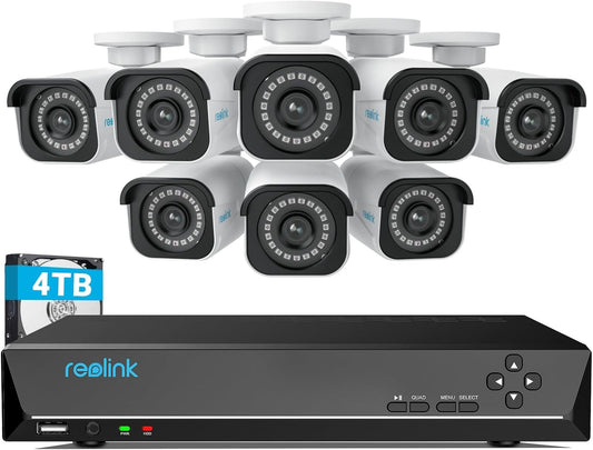 4K Security Camera System, RLK16-800B8 8Pcs H.265 Poe Wired with Person Vehicle Detection, 8MP/4K 16CH NVR with 4TB HDD for 24-7 Recording TRUCK DRIVER