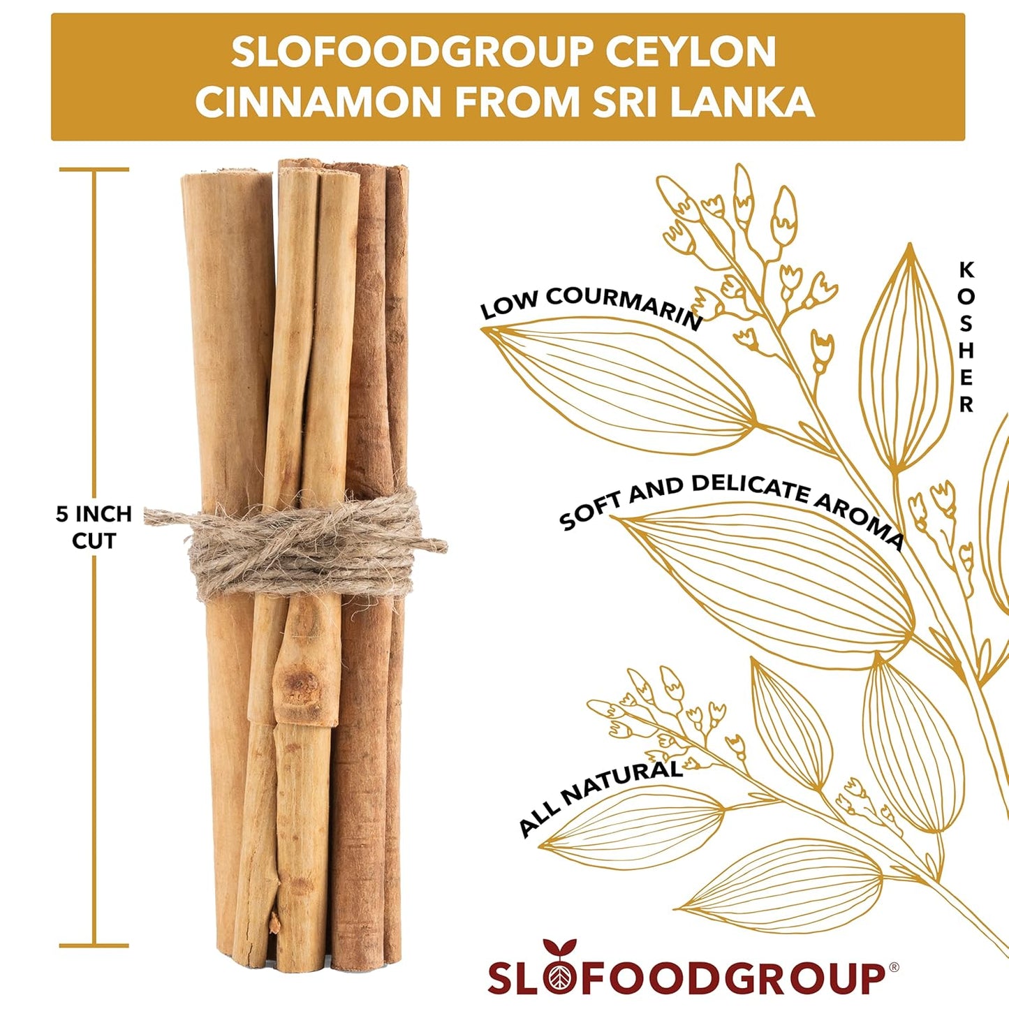 -Ceylon Cinnamon Sticks - 1 Lb - Pure Ceylon Cinnamon Quills -5 Inch Cut Cinnamon Spice from Sri Lanka, True Cinnamon - Cinnamomum Verum TLBH