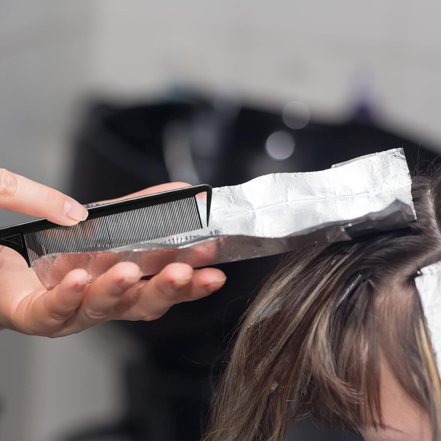 Weaving, Sectioning, Styling, and Hair Dyeing Combs - 6 Piece Set with Rat Tail Design for Foiling and Balayage Coloring (Various Styles)