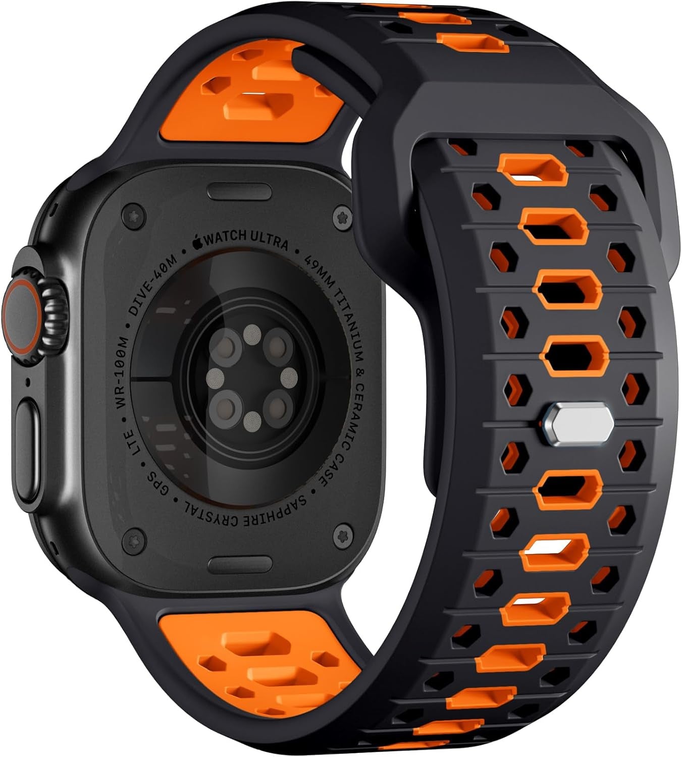26MM Sport Band Compatible with Apple Watch Ultra 2 & Ultra Band 49Mm 46Mm 45Mm 44Mm 42Mm Men, Honeycomb Breathable Silicone Waterproof Strap for Iwatch Apple Watch Series 10 9 8 7 6 5 4 3 SE