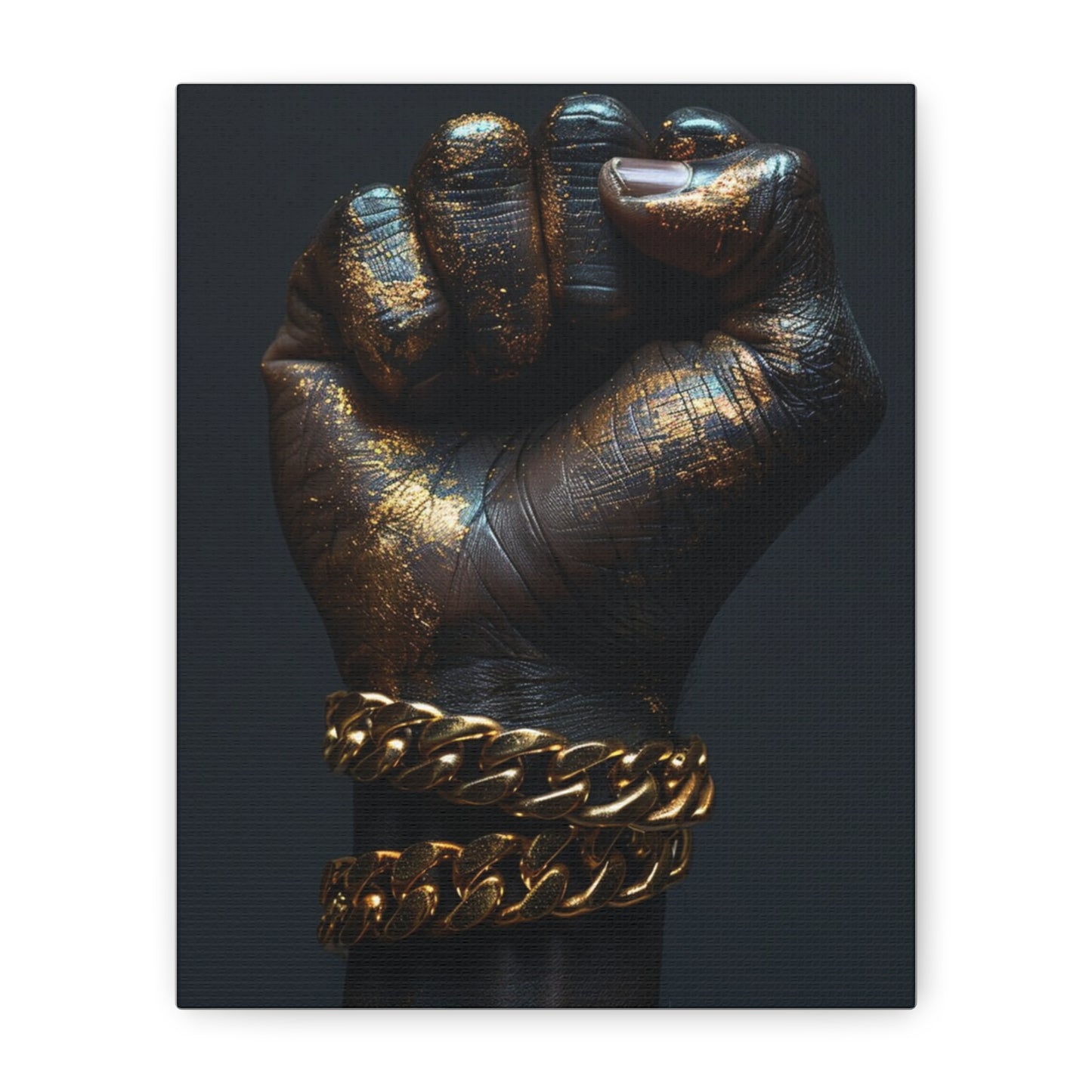 Black And Gold Power Black Man Fist Matte Canvas, Stretched, 1.25"