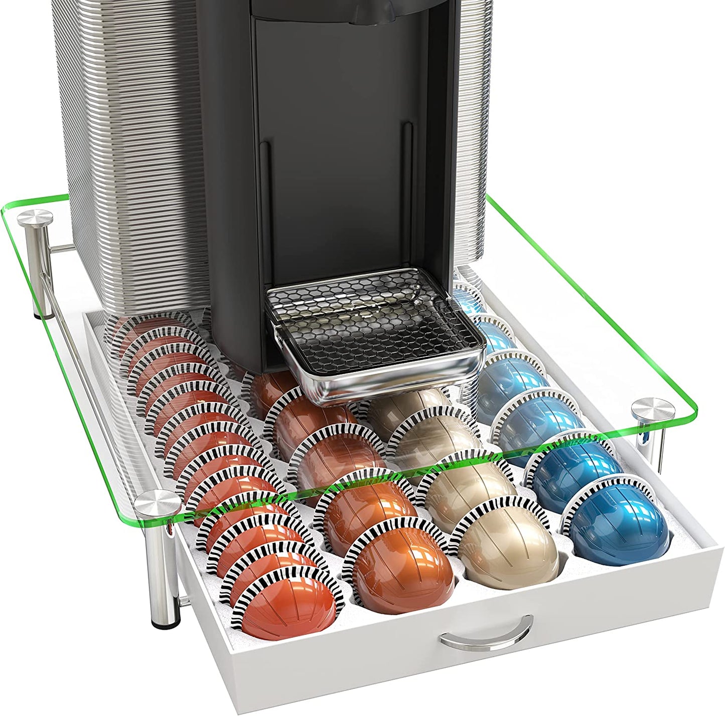 Decobrothers Supreme Vertuoline Drawer, Holds with 30 Big or 60 Small Vertuoline Pods, Grey