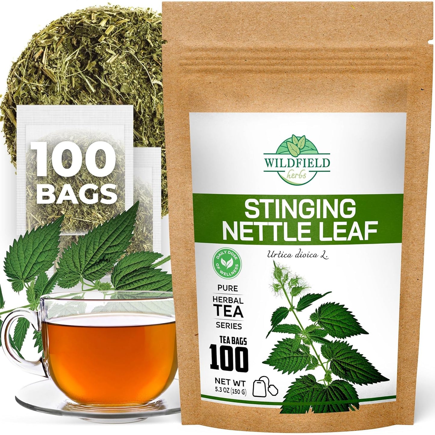100 Bags Ginger Tea Bags Ginger Root Tea Dry Dried Herb (Zingiber Officinale) - 100 Count 1.5G Tea Bags Ginger Raíz De Jengibre TLBH