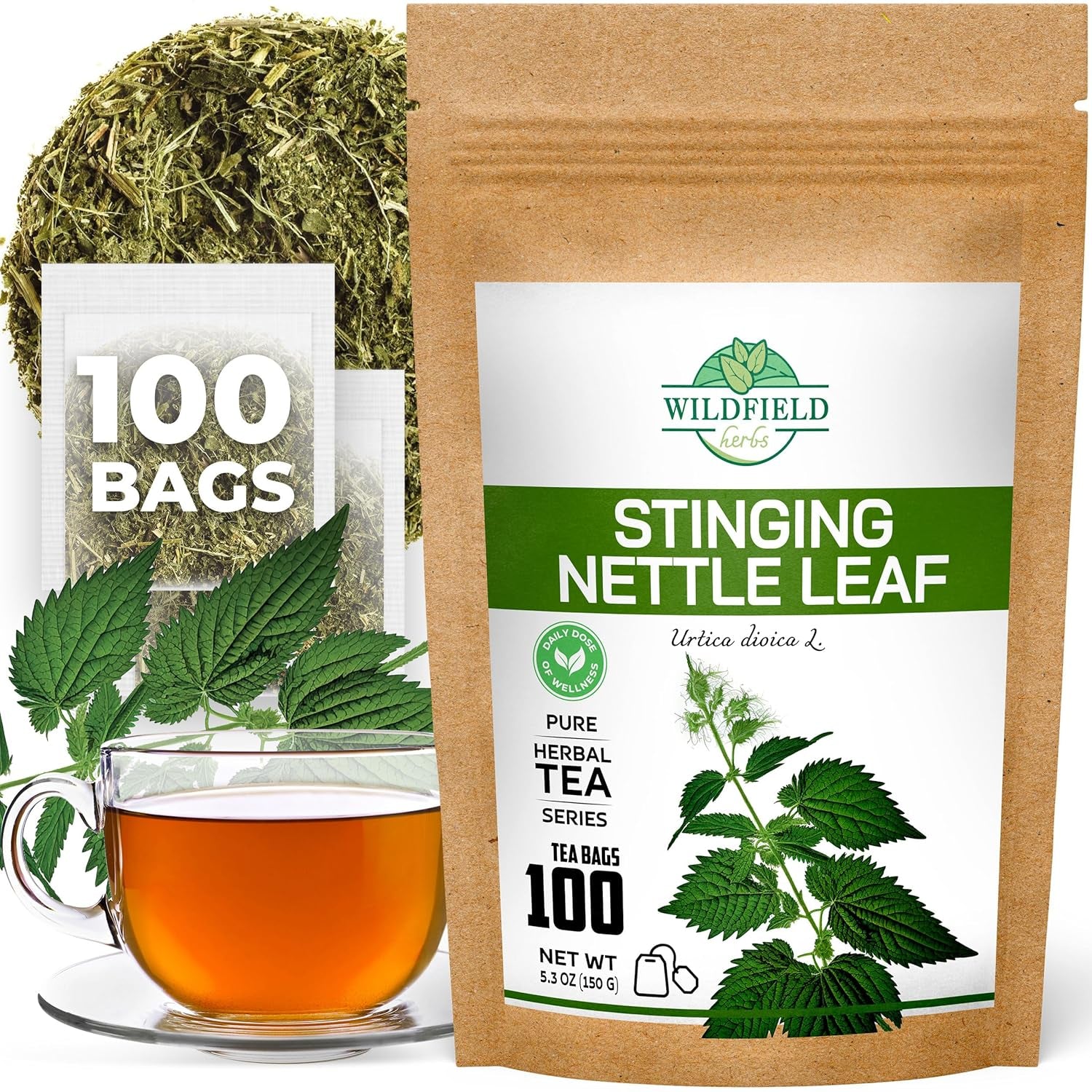 100 Bags Ginger Tea Bags Ginger Root Tea Dry Dried Herb (Zingiber Officinale) - 100 Count 1.5G Tea Bags Ginger Raíz De Jengibre TLBH
