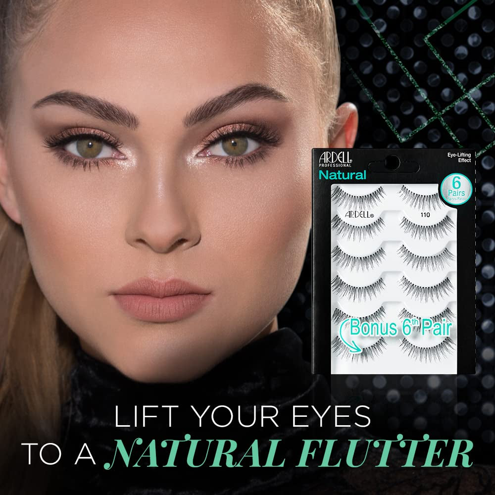 False Eyelashes, Natural 110, 5 Pair + Bonus Pair Multipack for Eye-Lifting Effect