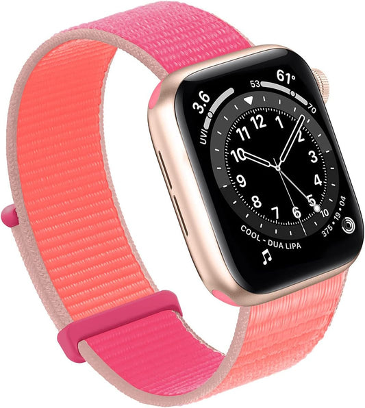 Compatible with Apple Watch Band 49MM 45MM 44MM 42MM 41MM 40MM 38MM, Women Men Sport Nylon Loop Strap for Iwatch Series Ultra 8 7 6 5 4 3 2 1 SE (38/40/41Mm,Pomegranate)