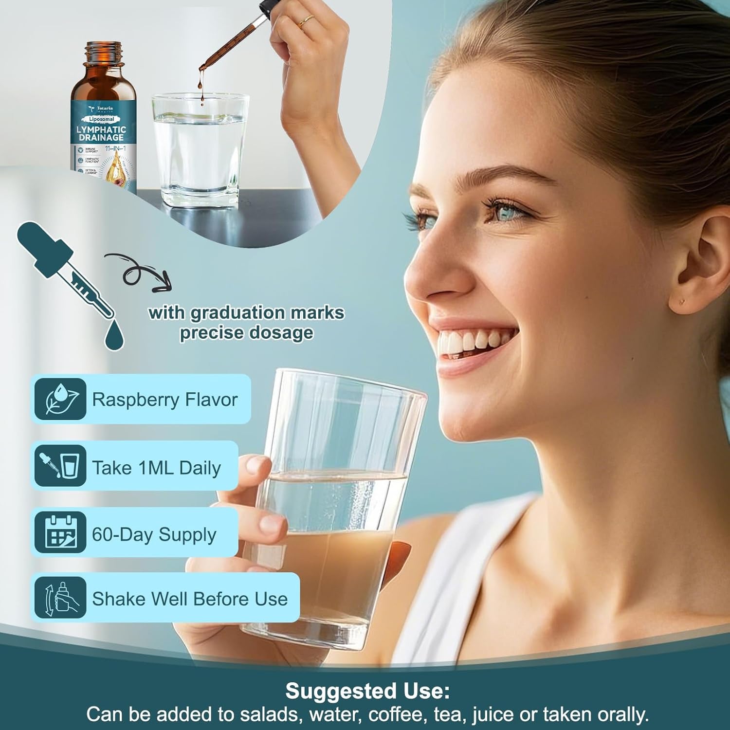 Liposomal Lymphatic Drainage Drops - 11 in 1 Organic Lymphatic Drainage Supplement with Burdock Root, Echinacea, Elderberry, Calendula, Cleavers Herb, Dandelion Supports Lymphatic Health 2 FL.OZ TLBH