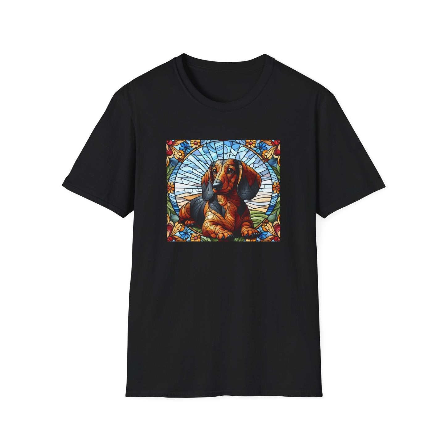 Dachshund Stained Glass Unisex Softstyle T-Shirt
