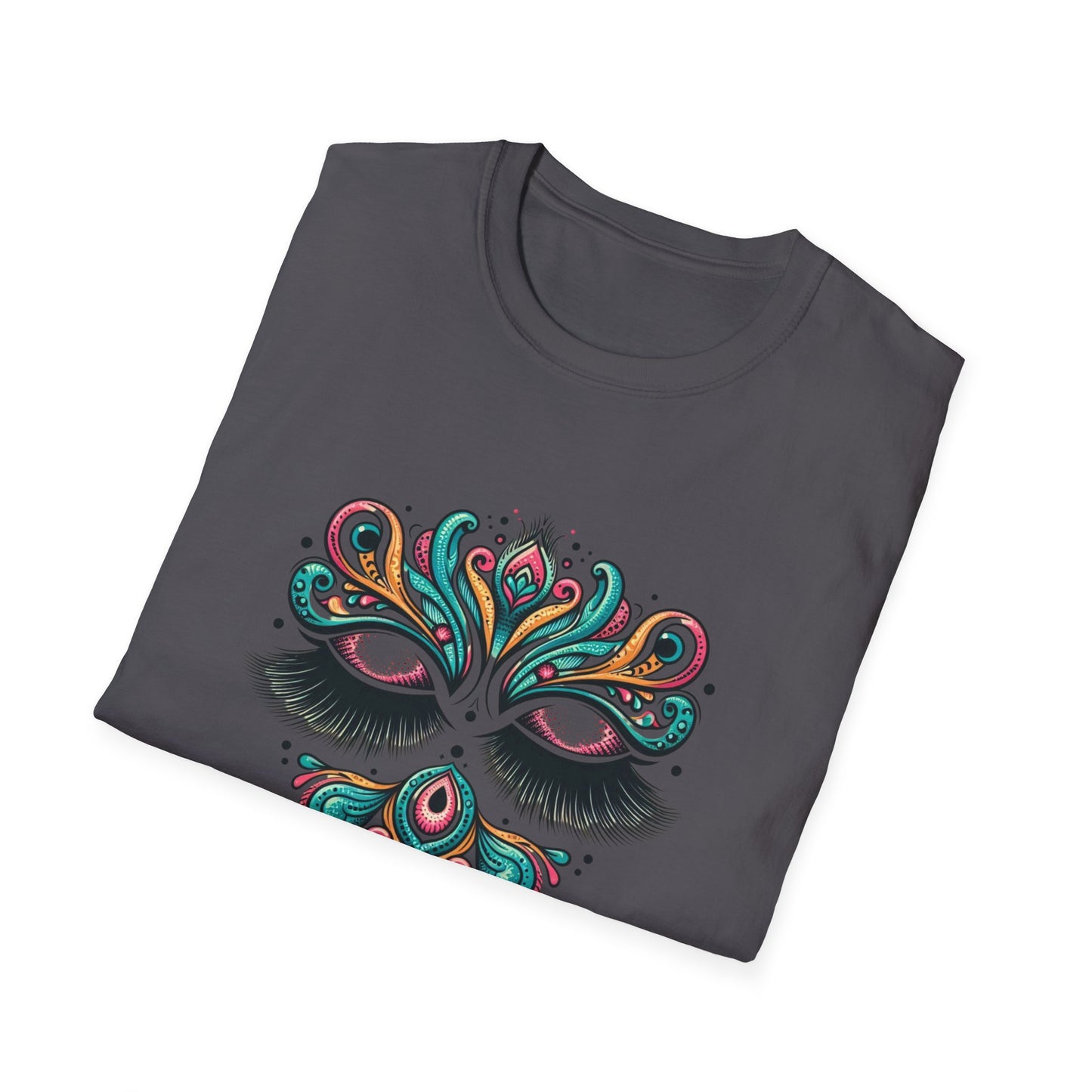 Colorful Mandala Unisex Softstyle T-Shirt – Bohemian LASHES Vibe for Art Lovers