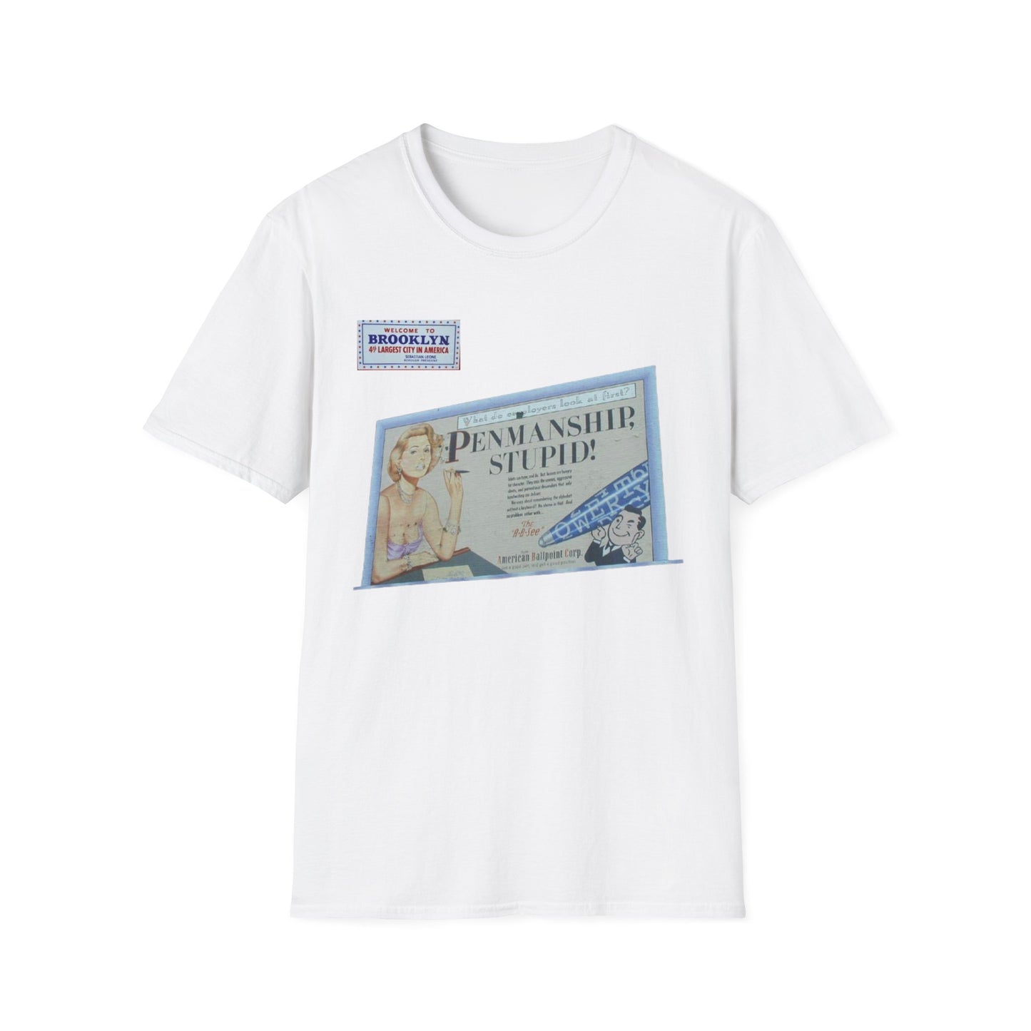 RETRO VINTAGE Penmanship sign [gone] Brooklyn, NY Unisex Softstyle T-Shirt