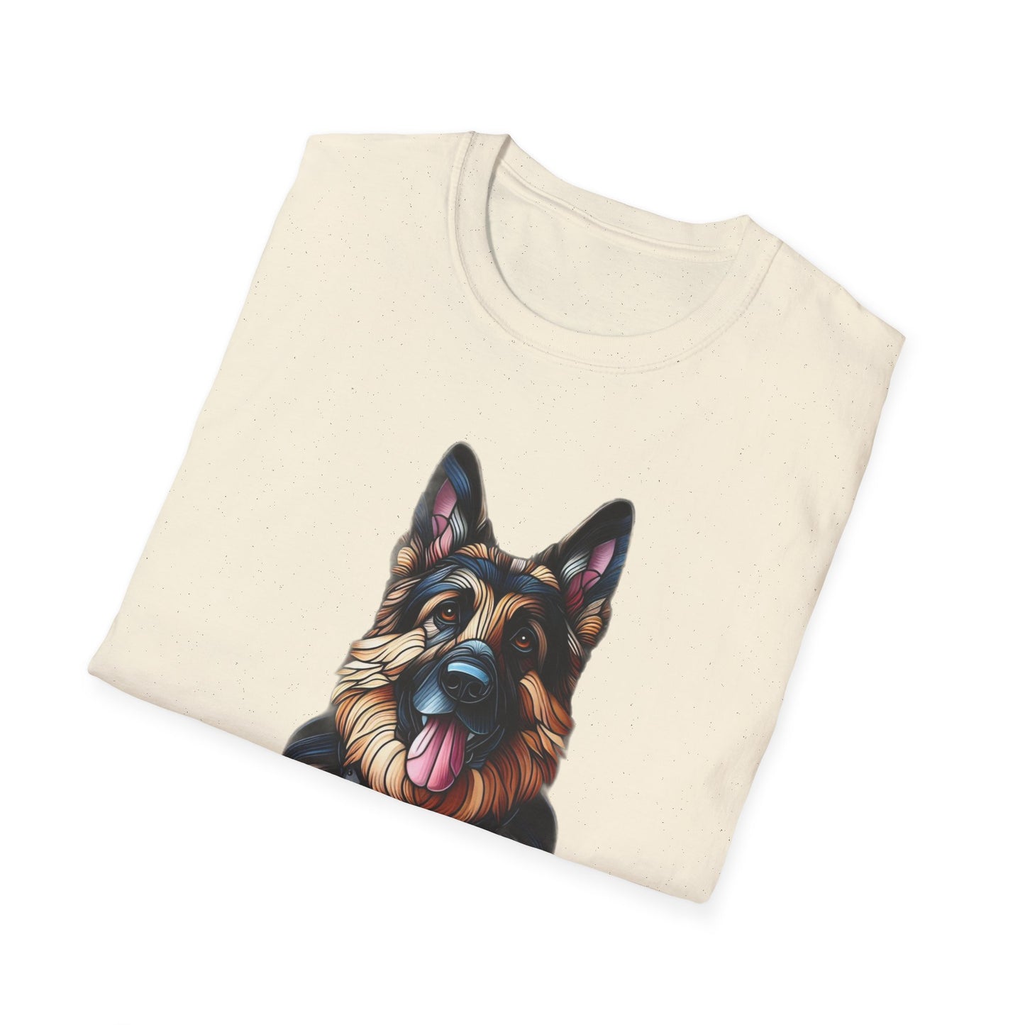 German Shepherd Stained Glass Unisex Softstyle T-Shirt