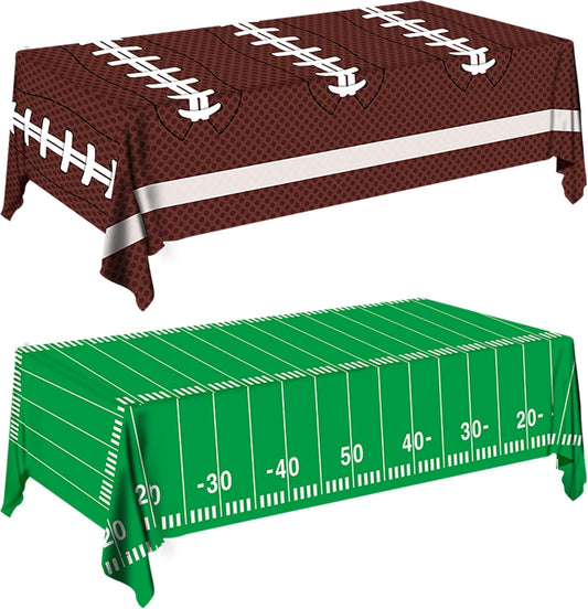 Football Party Decorations Disposable Tablecloth Plastic Touchdown Table Cover Perfect for Super Bowl Football Birthday Party Decorations and Gameday Tailgate Decorations 54 X 108Inch, 2 Pack