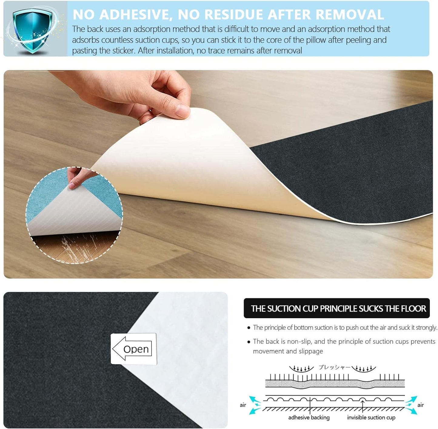 8" X 30" (15 in Pack) Non-Slip Stair Treads Carpet for Wooden Steps, Self-Adhesive Stair Treads Mat, Safety Indoor Stair Runner Mats, anti Slip Stair Rugs for Kids Elders and Dogs，Black