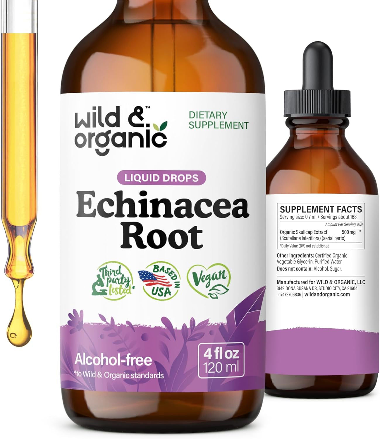 Echinacea Drops - Immune Support Supplement with Echinacea Angustifolia - Liquid Root Extract Tincture - Vegan, Sugar & Alcohol-Free - 4 Fl Oz TLBH