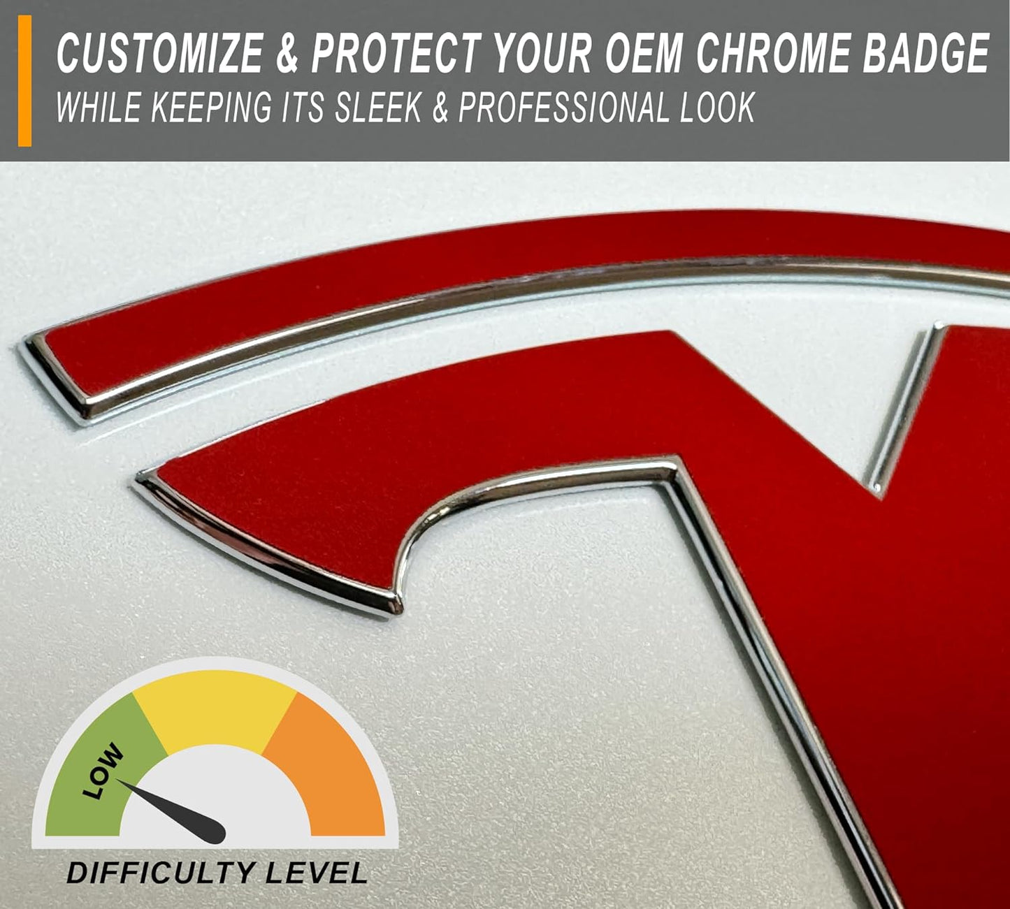 Vinyl Logo Wrap for Tesla Model 3 (2024 to Current), Standard Wrap, 2 Pc-Set (Gloss Red)