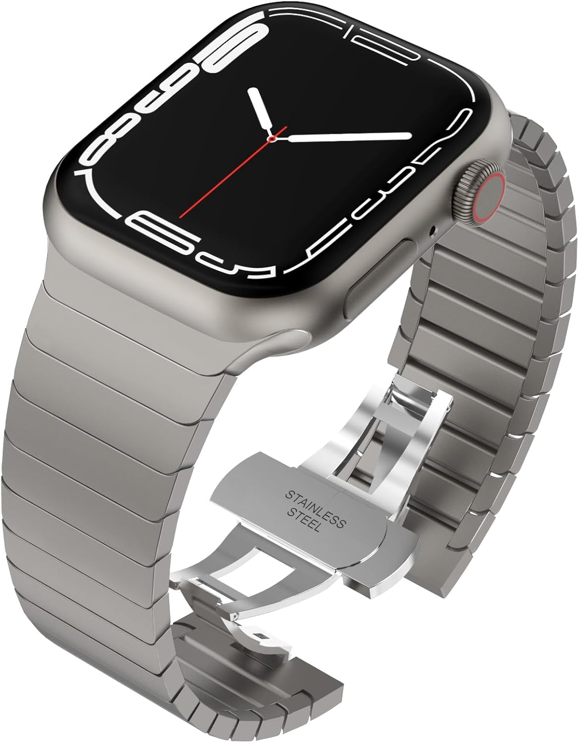 Compatible for Apple Watch Ultra 2 Band Ultra Band 49Mm 46Mm 45Mm 44Mm 42Mm Series 10 9 8 7 for Men, 24Mm Wide Stainless Steel Metal Bands for Apple Watch Iwatch SE Series 6 5 4 Link, Black