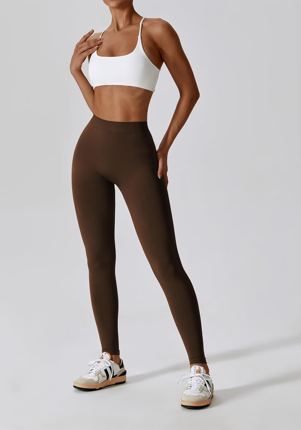 V Back Leggings for Women Seamless Scrunch Butt Lifting Workout Leggings High Waist Gym Yoga Pants