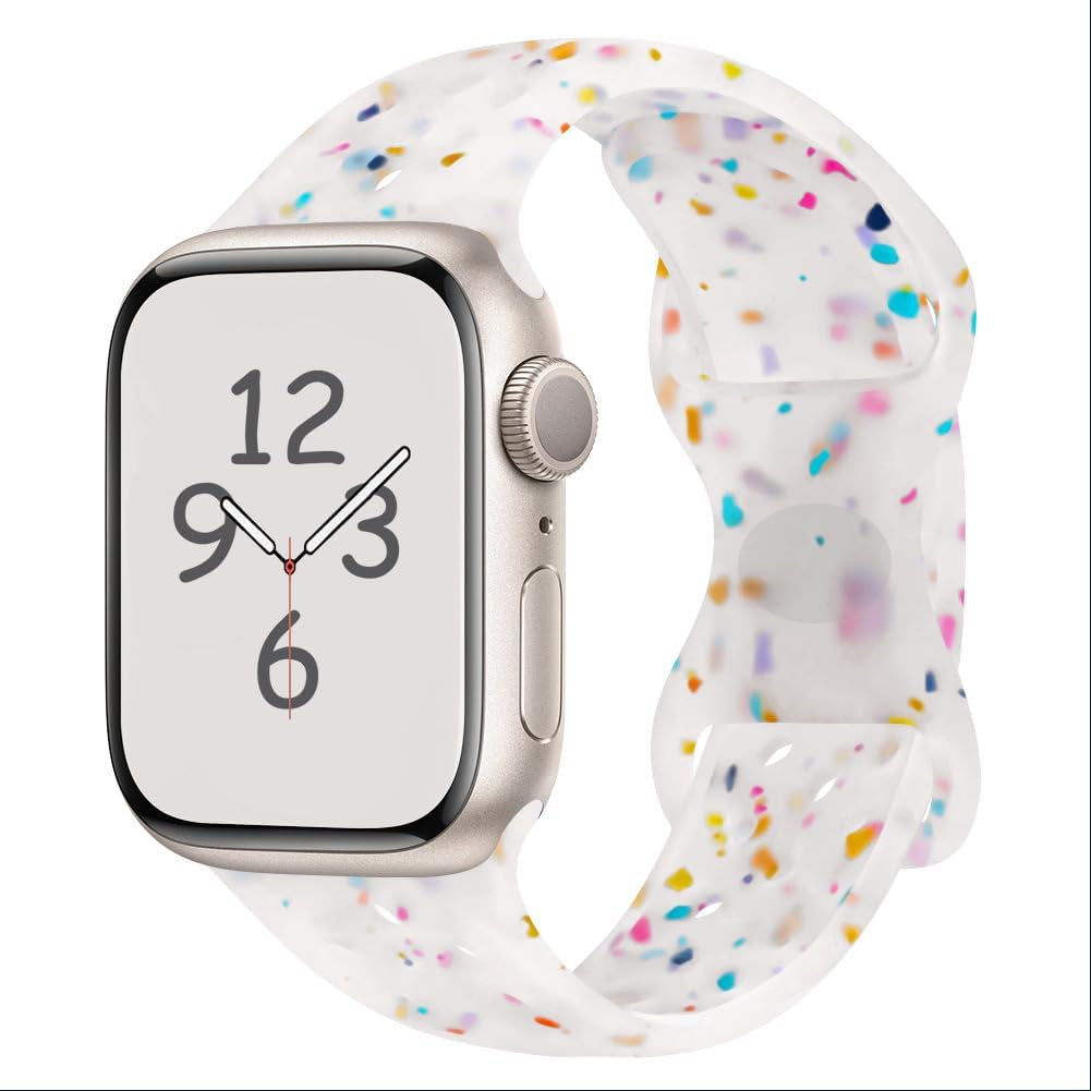 Silicone Watchband Compatible with Apple Watch Band 49Mm 45Mm 44Mm 42Mm 41Mm 40Mm 38Mm, Breathable Sport Wristband Soft Watch Strap for Iwatch Series 9, Ultra 2, Ultra 8 7 6 5 4 3 2 1 SE for Women Man