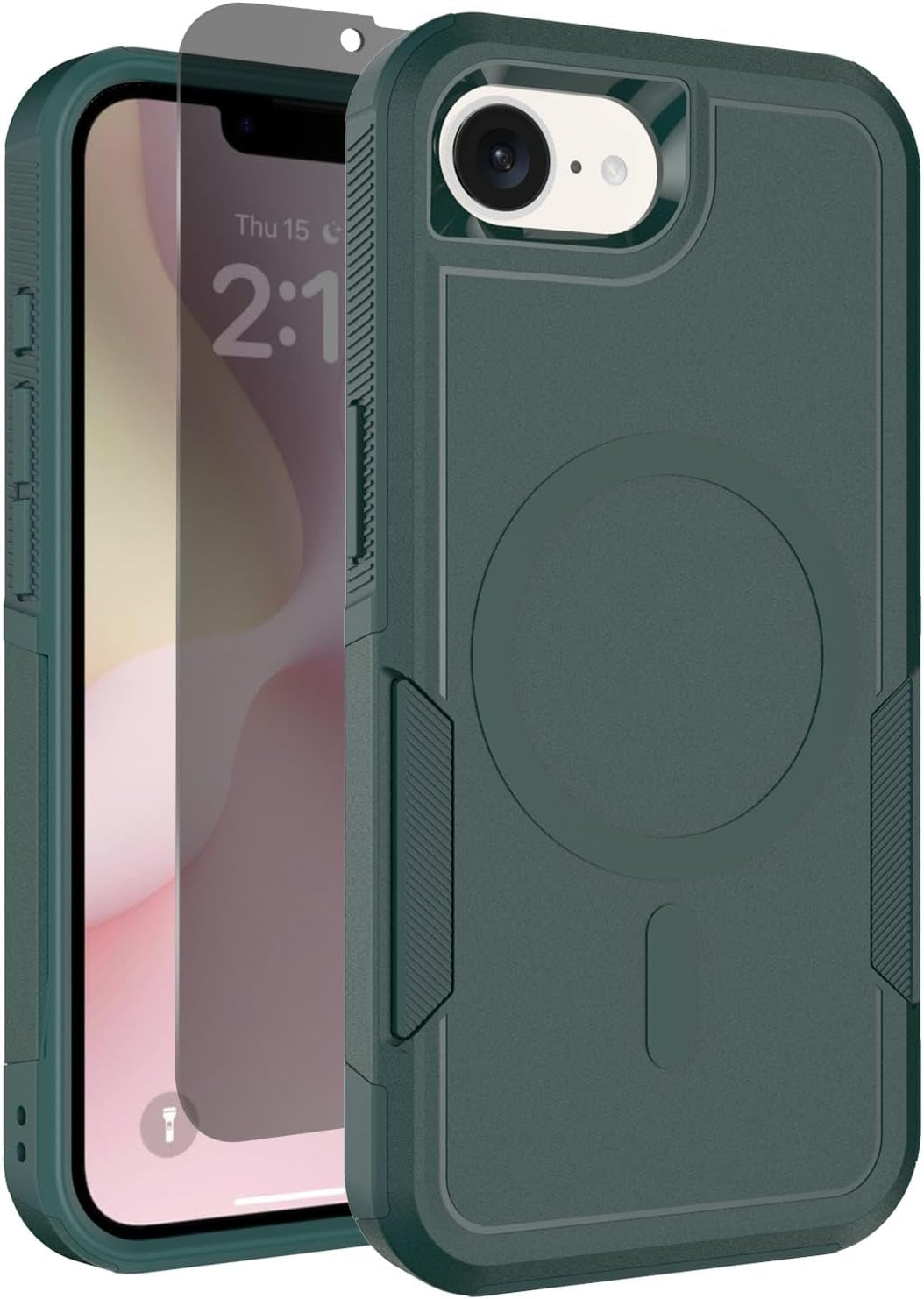 for Iphone 16E Case, Compatible with Magsafe, with Privacy Screen Protector, 15Ft Drop Protection, Dual Layer Magnetic Phone Case for Iphone 16E (2025), Black