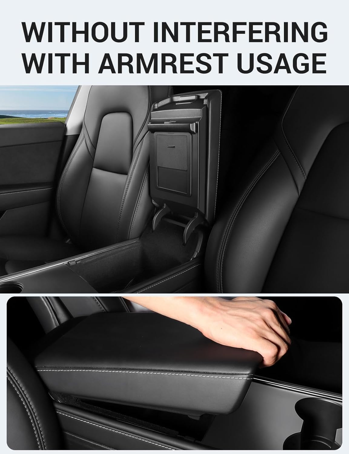 Upgraded Tesla Model 3 Model Y Armrest Hidden Storage Box [Powerful Magnetic] Center Console Secret Compartment Accessories for 2017-2023 Model 3 2020-2024 Model Y