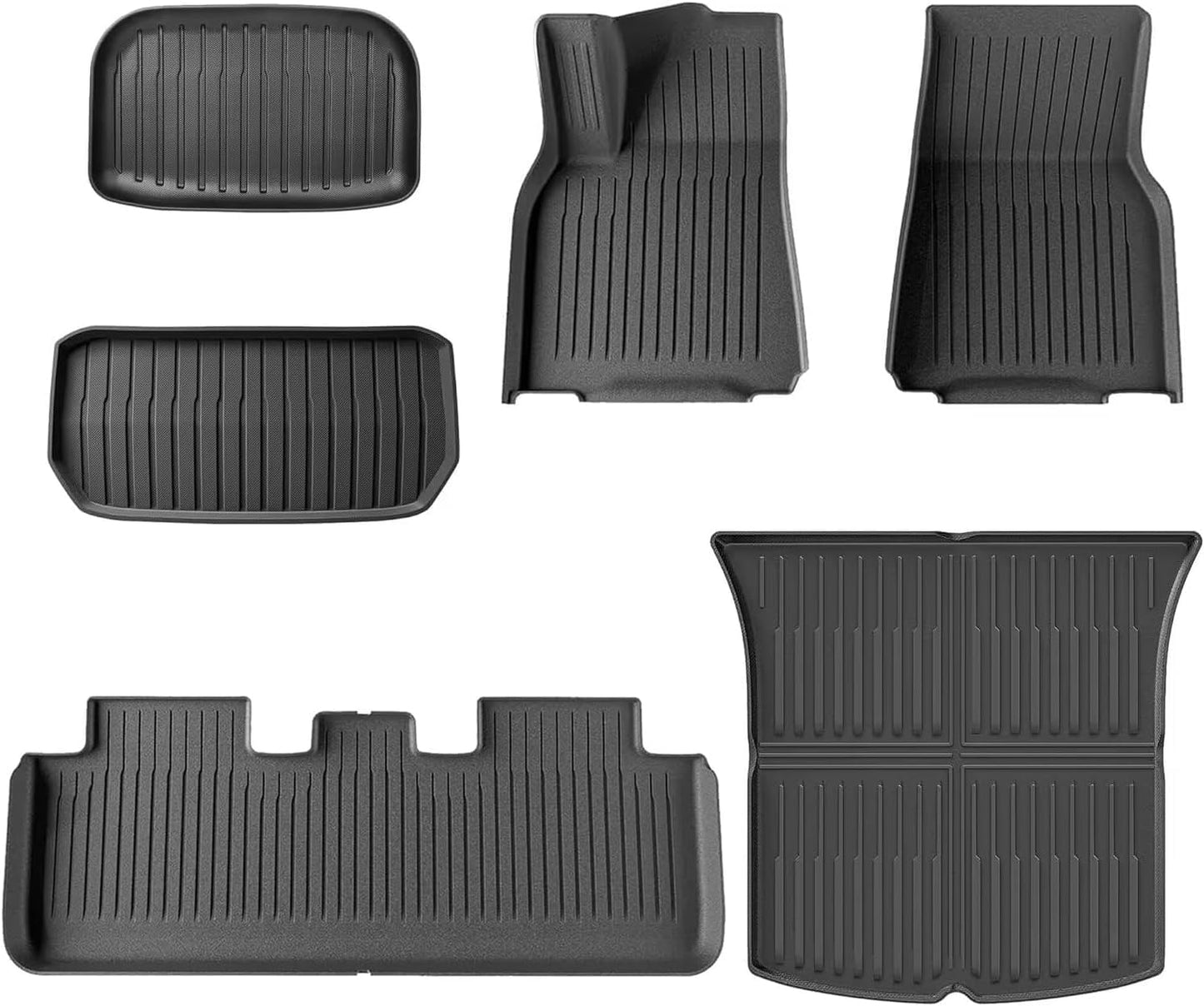 Floor Mats & Cargo Liners for Tesla Model Y 5-Seat 2021-2023 2022 2024 All Weather TPE Cargo Trunk Mats Accessories, Set of 6 Mats (Not Fit 7-Seat)