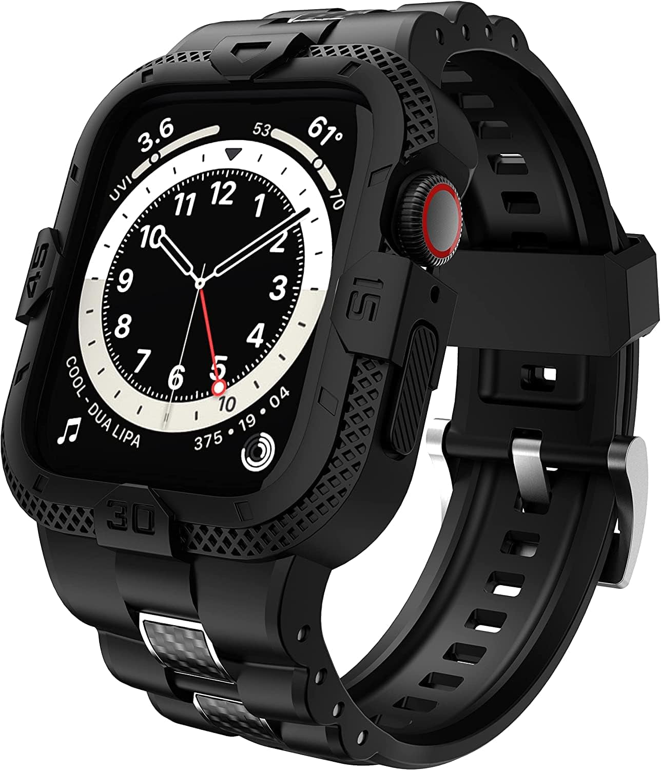 Bands Compatible for Apple Watch Band 41Mm 40Mm 38Mm, Men Sport Rugged Band with Protective Case for Watch Series 9 8 7/Series 6 SE 5 4 3, Black