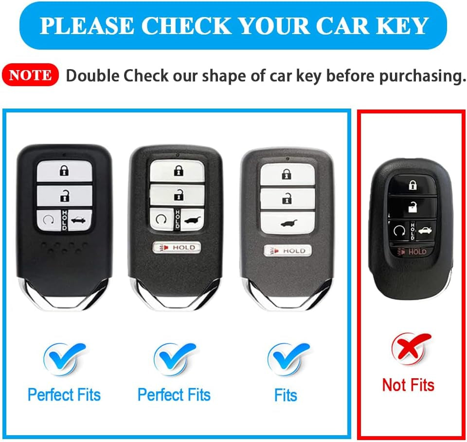 For Honda Key Fob Cover with Keychain, Car Key Case Shell Protector for Honda Accord | Civic | Pilot | CRV Passport Insight EX Fit Odyssey | 2015-2021 | 5 Buttons Smart Remote Control, Pink