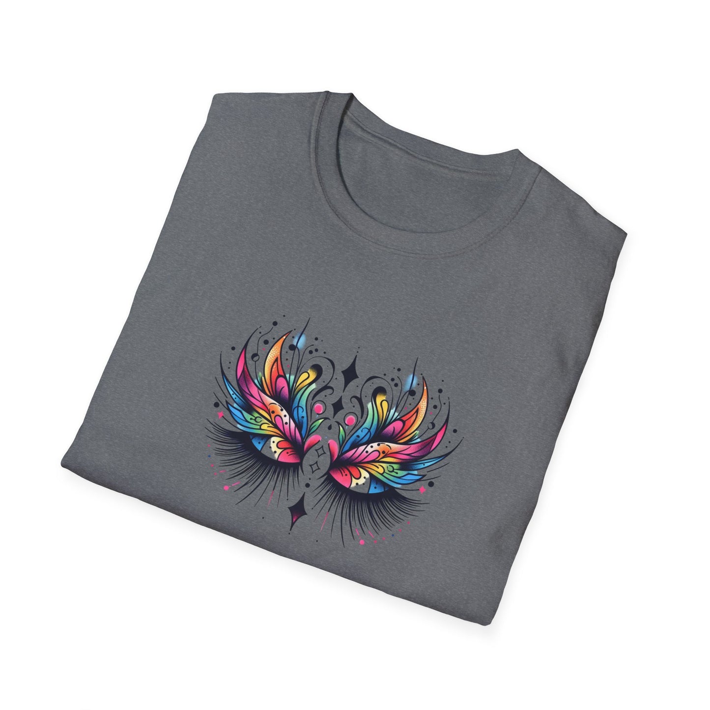 Colorful Boho LASHES Peacock Unisex Softstyle T-Shirt