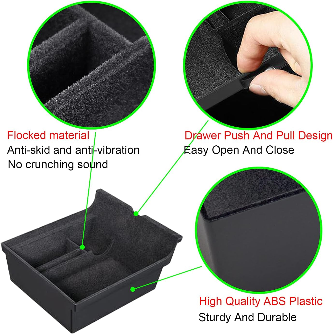 Center Console Organizer Tray Cup Holder Insert 4PCS for 2021 2022 2023 2024 Tesla Model Y and 2021-2023 Tesla Model 3 Interior Accessories Organizer Armrest Hidden Cubby Drawer Storage Box