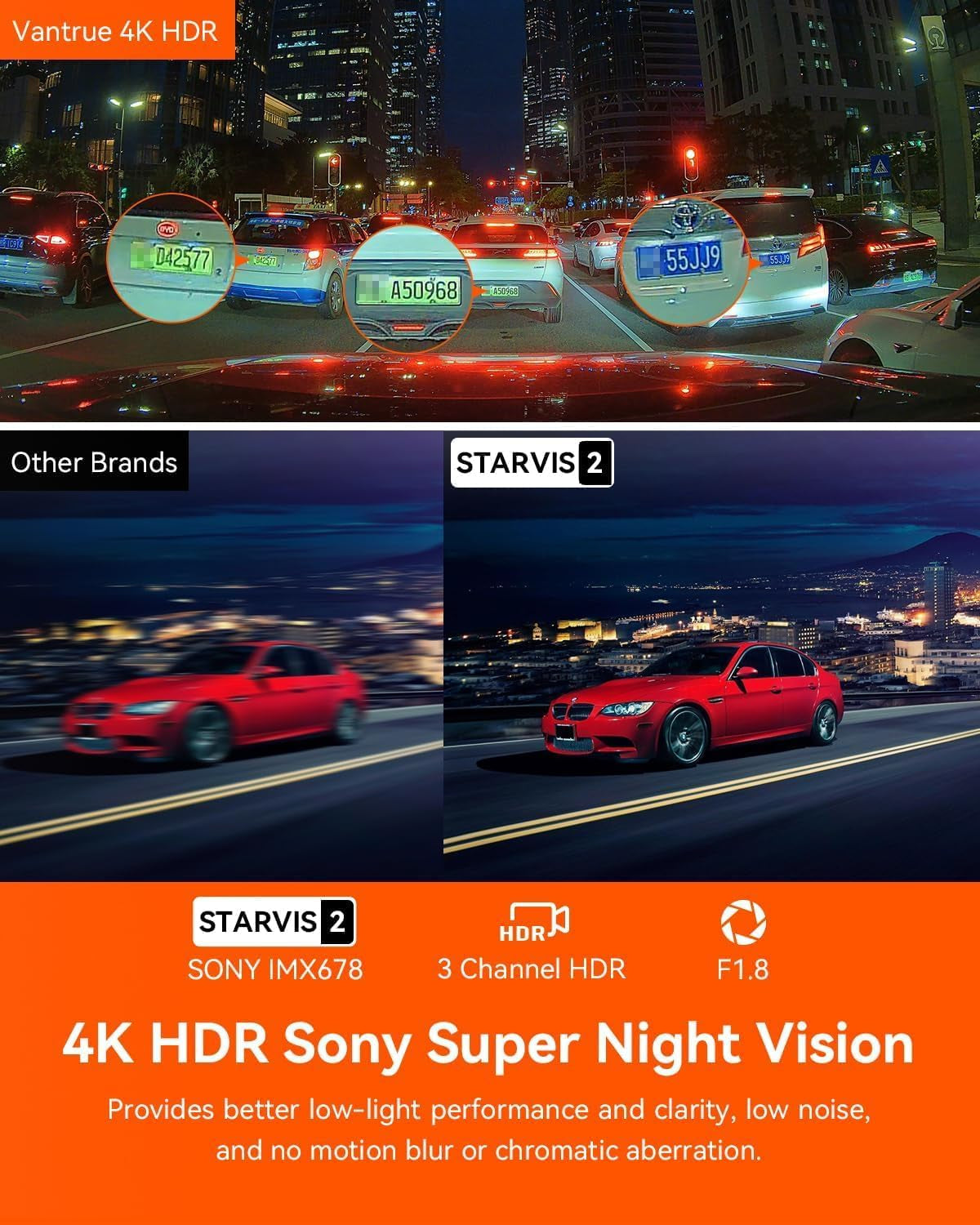 N4 Pro 3 Channel 4K Wifi Dash Cam, STARVIS 2 IMX678 Night Vision, 4K+1080P+1080P Front inside and Rear Triple Car Camera, Voice Control, GPS, 4K HDR, 24 Hours Parking Mode, Support 512GB Max