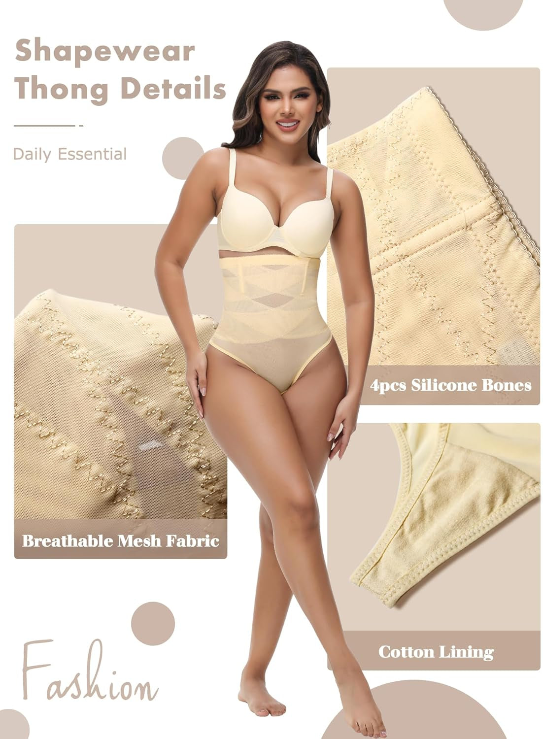 Shapewear Tummy Control Thong for Women High Waisted Underwear Seamless Girdle Body Shaper Panties