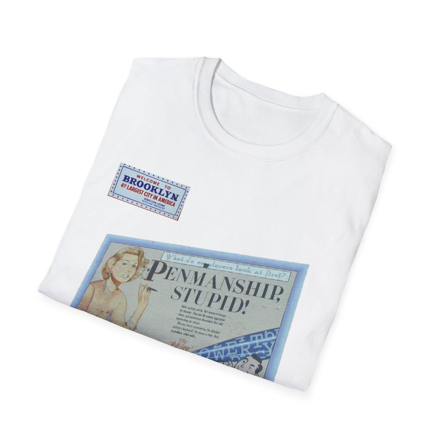 RETRO VINTAGE Penmanship sign [gone] Brooklyn, NY Unisex Softstyle T-Shirt